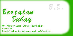 bertalan duhay business card